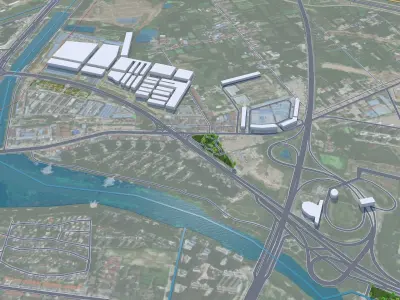 Jingzhou Hubei China 30km Low-poly 3D model