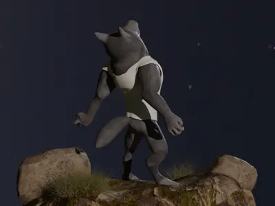 Werewolf wolf Low-poly 3D model