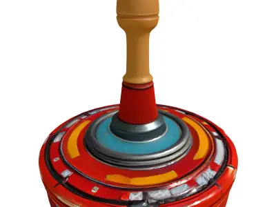 Distressed Retro SciFi Spinning Top Low-poly 3D model