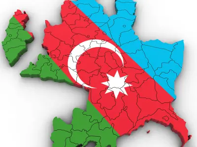 3d Political Map of Azerbaijan 3D model