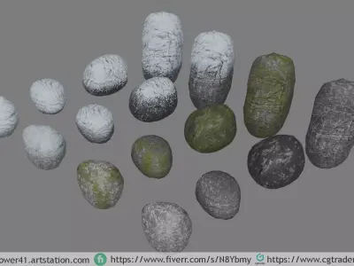 Low-Poly stones for games Low-poly 3D model