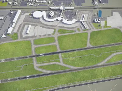 Lyon Airport Low-poly 3D model