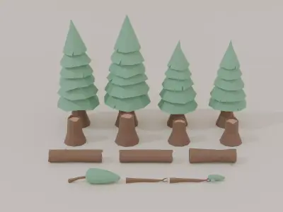 Stylized Low-Poly Tree Pack 14 Game-Ready Assets Low-poly 3D model