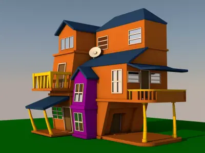 Cartoon house  Low-poly 3D model