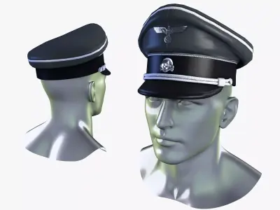 WWII SS German Officer Cap Low Poly Low-poly 3D model