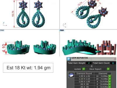 light Wight white gold diamond Earring-Nk-76ER 3D print model