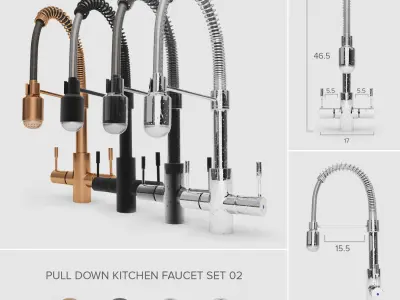 Pull-Down Kitchen Faucet Collection 3D Model Pack