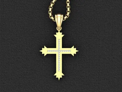 High Cross Pendant Light Gold 18K 3CP093 3D model