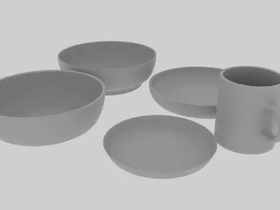 Minimalist CGI Tableware Set 3D model