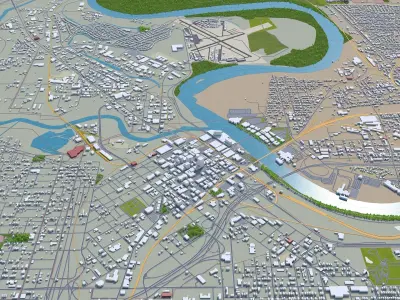 Shreveport Louisiana USA 40km Low-poly 3D model