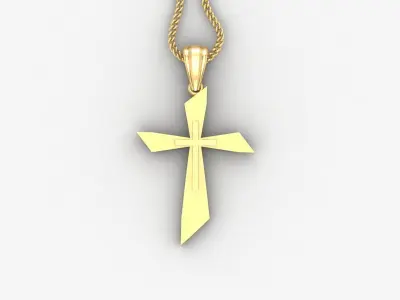 Light Gold 18K Cross Pendant 2CP026 3D print model