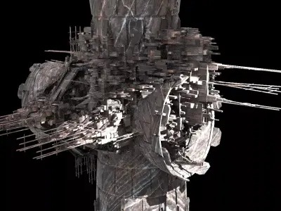 Mega Sci-Fi city Prison ship Kitbash  3D model