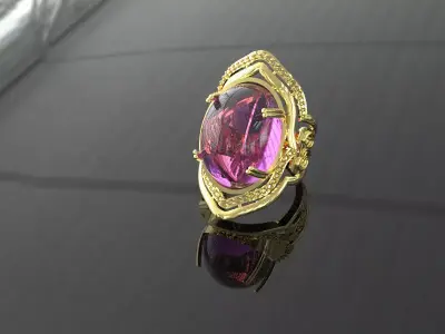 OVAL SHAPE RUBY RING 3D print model