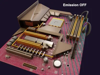 rgb pc motherboard gaming gamer pcie computer circuit board Low-poly 3D model