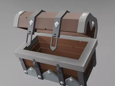 Lowpoly 3D model chest for game assets Low-poly 3D model