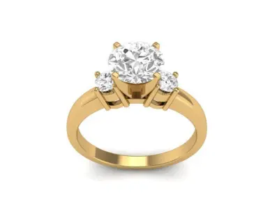 Classic Solitaire Diamond Women Ring Gold Jewelry 3D Model 62 3D print model
