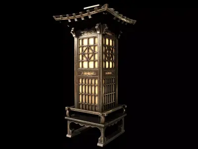 Stylized Japanese Lantern - PBR Low Poly Emissive Low-poly 3D model