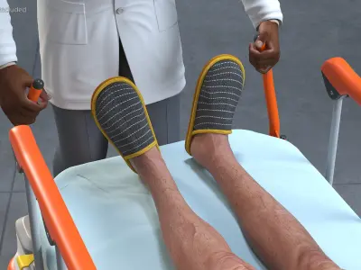  Hospital Stretcher with a Patient and a Doctor Rigged 