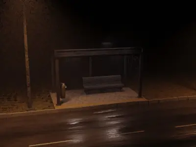 nigh street bus station 3D model