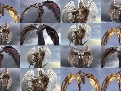 Angelic Female Statues 3D Model Pack