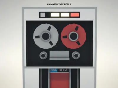 Vintage Magnetic Tape Unit - With Tape Reels Low-poly 3D model