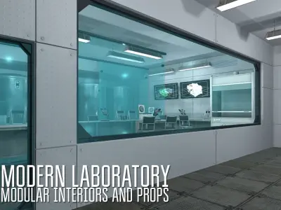 Modern laboratory - modular interiors and props Low-poly 3D model