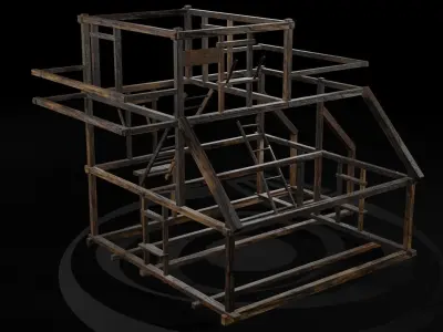 AAA Wooden Enterable Medieval Primal Thatched Cottage Hut 11 R Low-poly 3D model