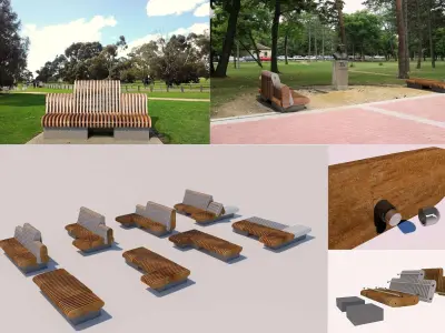 Bench ST 2017  Low-poly 3D model