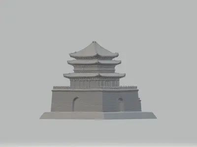Chinese city gate ancient building pavilions 3D print model