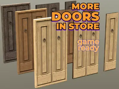 Front Wooden Double Door old dirty Free low-poly 3D model