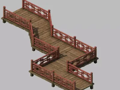 Game Building - nine - wooden bridge 23 3D model