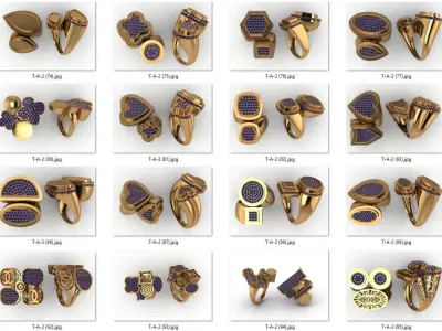 ring 109 pieces drawing 3d rihone drawing ring rings ring gold 3D print model