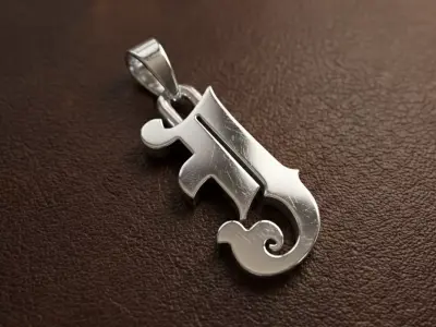 Gothic Letter J Pedant 3D print model