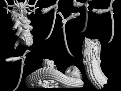 Sasha statue of woman with horns 3D print model