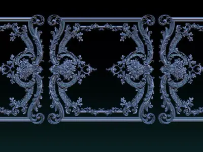 Ornamental Relief CNC Model for Wooden Doors and Wall Panels 2B 3D print model
