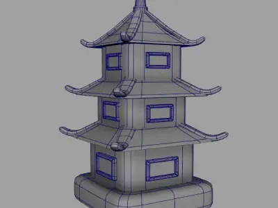 Cartoon Temple Pagoda Low-poly 3D model