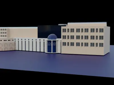 College building Low-poly 3D model