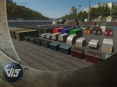 Container collection HQ Low-poly 3D model