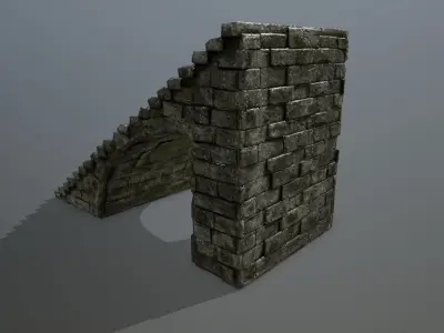 stairs stone wall Low-poly 3D model