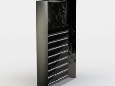 Window metal cabinet with shelves Low-poly 3D model