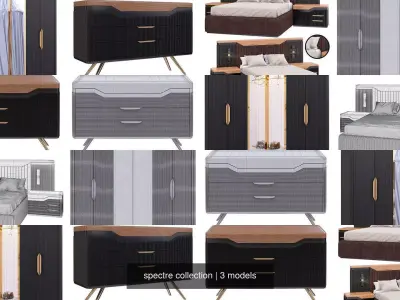 spectre collection wardrobe with two doors and curtain 3D Model Pack