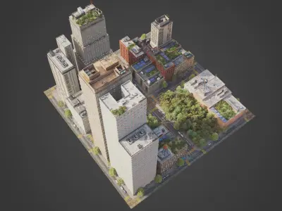 City District C2-A18 MAYA Low-poly 3D model