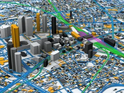 Shinjuku Railway System Road Network Streets and Buildings 3D model