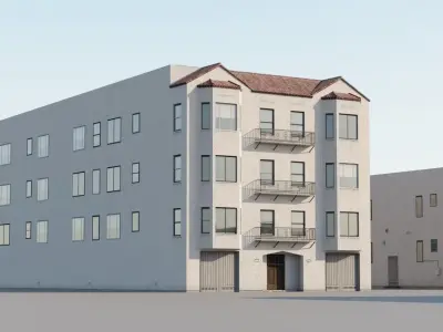 Spanish Revival - US West Coast California Buildings Low-poly 3D model
