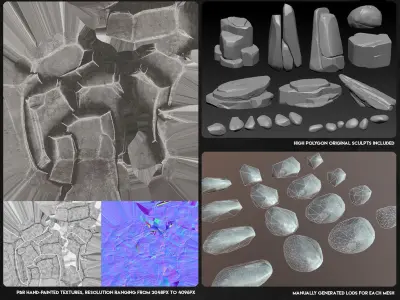 Stylized Rock Asset Pack by J Roscinas Low-poly 3D model