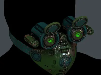 Gas mask helmet 3d model scifi Low-poly Low-poly 3D model