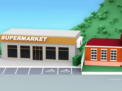 City cartoon style 3D model