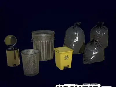 Trash Bin Collection Low-poly 3D model