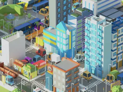 Simple Poly City 2 Low-poly 3D model