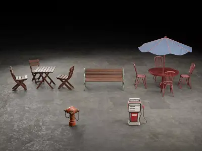 URBAN STREET KIT MODULAR ASSET Low-poly 3D model